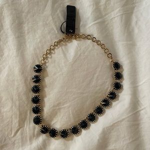 NWT J Crew Black Brass Plated Crystal Necklace